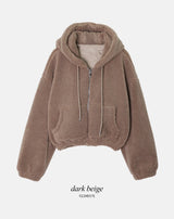 #ボアフリース クロップ ルーズフード ジップアップ (5color)