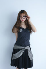 big ribbon skirt(black×grey)