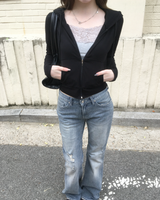 Crop slim hood jumper