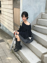 Rib Vintage Check Skirt