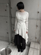 アートプリーツシースルー長袖Tシャツ