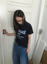 バル ドット レタリング セミクロップ ショートスリーブ Tシャツ