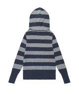 W U NECK STRIPED STAR KNIT HOODIE NAVY(CV2FFFK601A)