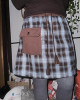 (2color) Knit Pocket Check Mini Skirt