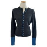 Page Unbalanced Button Color Block 長袖ニットカーディガン (3 Colors)