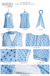 Blue Dot Scarf Sleeveless Blouse