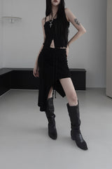 unbalanced low tunnel skirt (2color)