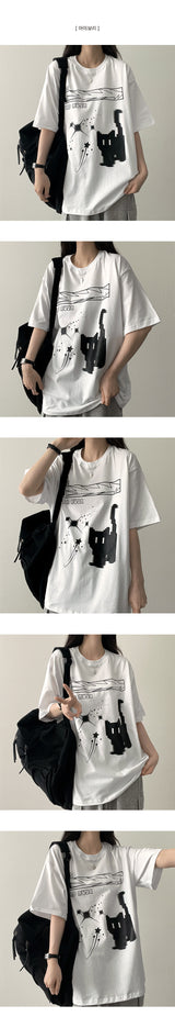 Glee cat cats boxy fit short sleeves
