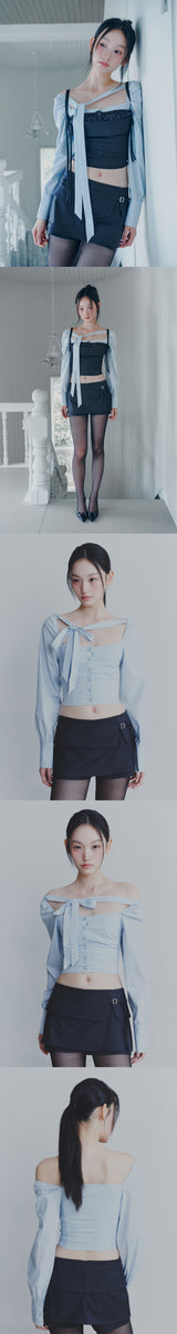 ビアンカ スクエアネック ブラウス blue