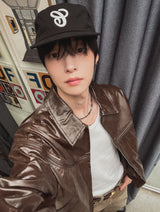 Multi Pattern Leather Strap Pillbox Ball Cap