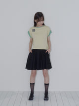 ボタンダブルスリーブレスTシャツ (イエロー)