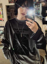 グローイングプリンティングベルベット長袖Tシャツ
