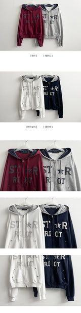 Tommy Dot Pattern Lined Two-way Hooded Zip-Up