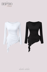 Side Shirring Lady Long Sleeve T-shirt