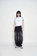 25SS スペースラビットラグランクロップ半袖Tシャツ スカイブルー