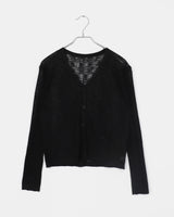 Dab see-through V-neck two-way button cardigan