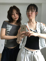 Happy Off Shoulder T-Shirt (2color)