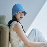 フレイドヘム ムーンバケットハット(Light Blue Denim)