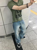ソルティンセミフレアウォッシュ加工デニムパンツ