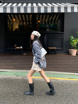 Noiton リブUネックTシャツ