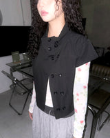 (3color) Blurred Flower Sheer Mesh Tee