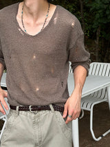 Grunge damage see through knit(3color)