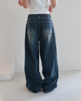Abel dark blue long wide jeans