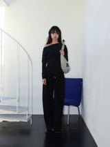 コーデュロイストラップパンツ (BLACK)