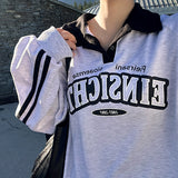 Jewit Two-Line Oversized Fit Color Collar Sweatshirt