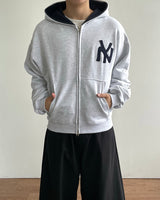 NY Crop Embroidered Zip-Up Hoodie