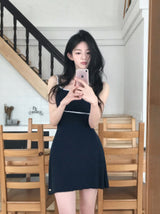 [MADE] Marine-Style Color-Block Sleeveless Dress with Built-in Bra Cups