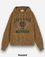 Crack Velvet Hooded Zip-Up