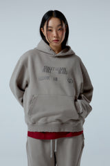 Street league artwork damage washing over-crop fit hoodie (Ash grey)