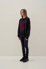 SWEATSHIRT EARTHYUSE NEEDLEWORK - BLACK