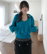 POEN Slit Button Halter Layered Hoodie