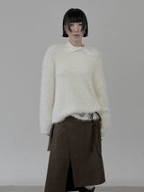 Alpaca Boat Neck Long Sleeve Knit