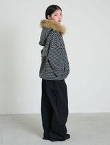 STRIPE WINGS FUR HOODIE ZIP-UP