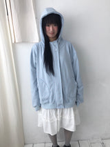 button flower hood zip-up