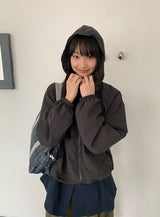 [unisex] コパットチェックフードウインドブレーカージャンパー