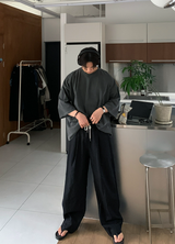 Cool Pin Tuck Linen Wide Pants