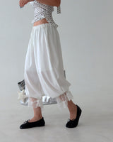 Lace Capri Balloon Wide Pants