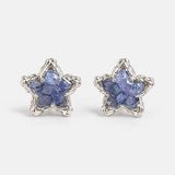 Sparkling Blue Star Stud Earrings