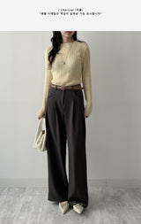 Launer Pocket Two-Tuck Wide Slacks