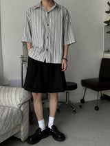 ASCLO ボリュームストライプ半袖シャツ (3color)