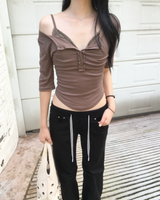 レース レイヤード Tシャツ
