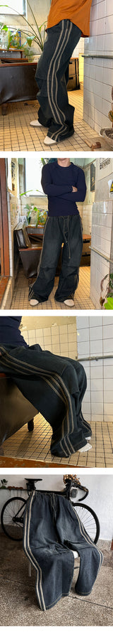 [UNISEX] パラシュートトレーニングデニムパンツ