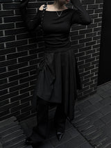 アンバランスバックルストラップシャーリングT (2color)
