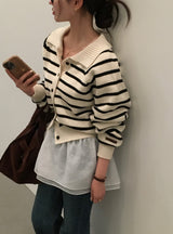 [BELLIDE MADE] ELLE、ストライプニットカーディガン