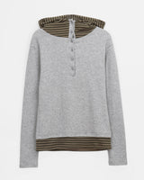 Jian High-Neck Color-Block Fleece Hooded Sweatshirt