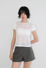 PUFF SLEEVE SHEER TEE